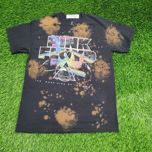 Pink-Floyd Bleach-Dyed Shirt Medium 19x26 Rainbow Prism Rock